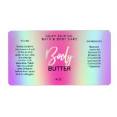 Holografisch gestileerde Neon-kleurige Body Butter Etiket (Voorkant)