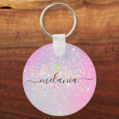 Holografisch glam Glitter Elegant Sparkle Roos Gol Sleutelhanger (Voorkant)