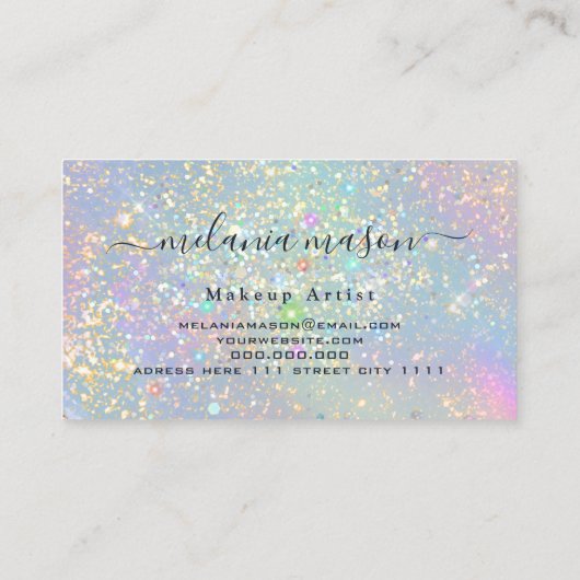 Holografisch glam Glitter Elegant Sparkles Beaukle Visitekaartje (Achterkant)