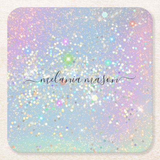 Holografisch glam Glitter Elegant Sparkles Kartonnen Onderzetters (Voorkant)