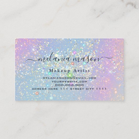 Holografisch glam Glitter Elegant Sparkles Logo Visitekaartje (Achterkant)