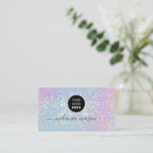 Holografisch glam Glitter Elegant Sparkles Logo Visitekaartje (Staand voorkant)