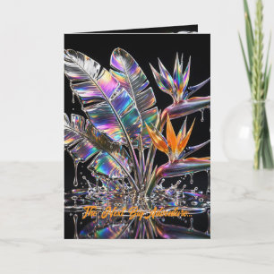 Holografisch glazen paradijsvogel vloeibaar metaal kaart