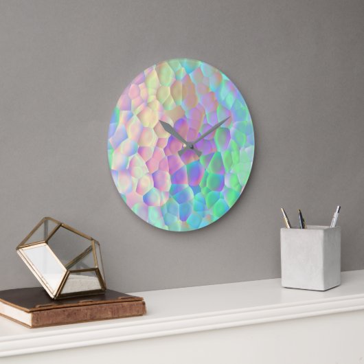 Holografisch glazen patroon, iriserende kleuren grote klok (Kantoor)