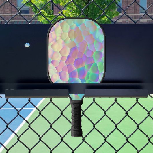 Holografisch glazen patroon, iriserende kleuren pickleball paddle