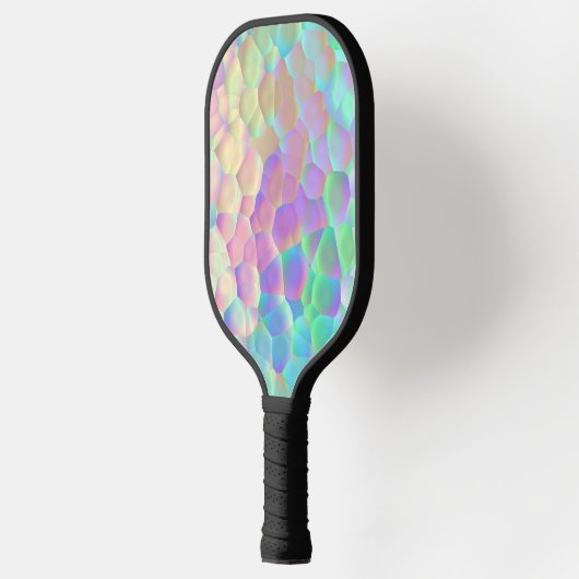 Holografisch glazen patroon, iriserende kleuren pickleball paddle (Links)