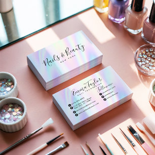 Holografisch glazuur met Salon script, abstracte i Visitekaartje