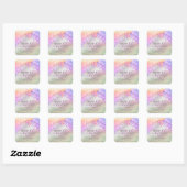 Holografisch glinsterende druppels script soja kaa vierkante sticker (Vel)