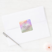 Holografisch glinsterende druppels script soja kaa vierkante sticker (Envelop)