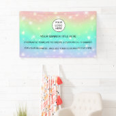 Holografisch glinsterende opaal iriserende reclame spandoek (Insitu)