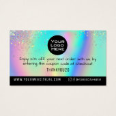 Holografisch glitter Bedankt voor je korting op de Visitekaartje (Achterkant)