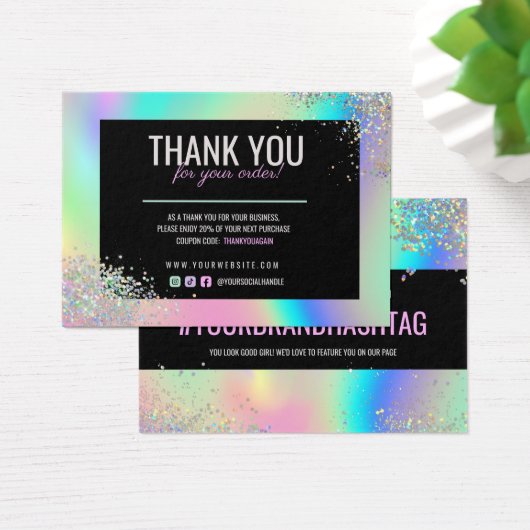 Holografisch glitter Bedankt voor je merkkorting Visitekaartje