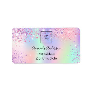 Holografisch glitter Business Return Address Etiket