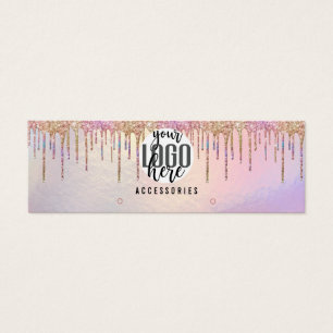 Holografisch Glitter Drip Hoop Veroorbaar Logo-bee Mini Visitekaartjes