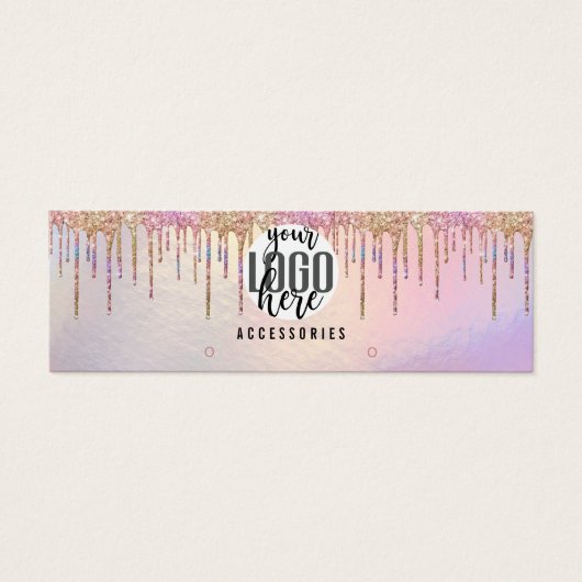 Holografisch Glitter Drip Hoop Veroorbaar Logo-bee Mini Visitekaartjes (Voorkant)