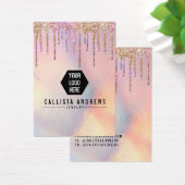 Holografisch Glitter Drip Logo-beeldscherm Visitekaartje (Bureau)