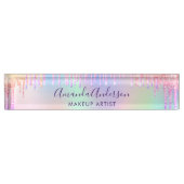 Holografisch glitter druist eenhoornregenboogschoo naambordje (Voorkant)