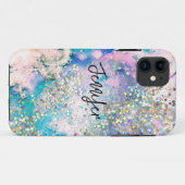 Holografisch glitter elegant blauw Blauwgroen gema Case-Mate iPhone Case (Achterkant (horizontaal))