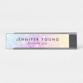  holografisch glitter Girly Glamoureus Bureau Naambordje (Voorkant)