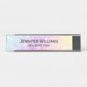  holografisch glitter Girly Glamoureus Bureau Naambordje (Voorkant)