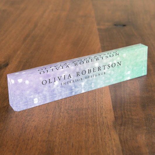  holografisch glitter Girly Glamoureus Naambordje (Zijkant)