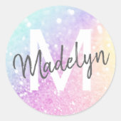  holografisch glitter Girly Glamoureus Ronde Sticker (Voorkant)