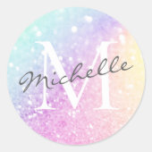 holografisch glitter Girly Glamoureus Ronde Sticker (Voorkant)