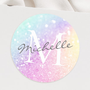 holografisch glitter Girly Glamoureus Ronde Sticker