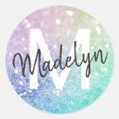 holografisch glitter Girly Glamoureus Ronde Sticker (Voorkant)