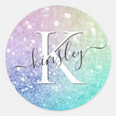  holografisch glitter Girly Glamoureus Ronde Sticker (Voorkant)