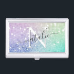 holografisch glitter Girly Glamoureus Visitekaarthouder<br><div class="desc">U kunt dit elegante kleurrijke veelkleurige glitterpatroon eenvoudig personaliseren met uw aangepaste gegevens.</div>