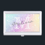 holografisch glitter Girly Glamoureus Visitekaarthouder<br><div class="desc">U kunt dit elegante kleurrijke veelkleurige glitterpatroon eenvoudig personaliseren met uw aangepaste gegevens.</div>
