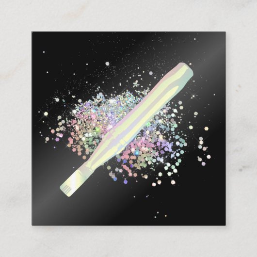 Holografisch glitter gloed vierkante visitekaartje (Voorkant)