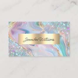 Holografisch glitter goud folie paarse marmer agaa visitekaartje