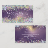 Holografisch Glitter Makeup Artiest Paars Elegant Visitekaartje (Voorkant / Achterkant)