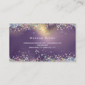 Holografisch Glitter Makeup Artiest Paars Elegant Visitekaartje (Achterkant)