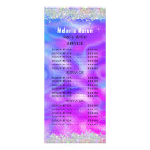 Holografisch Glitter Nagelsalon Prijsmenu Paars  Reclamekaart (Voorkant)