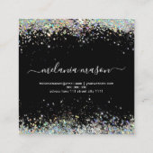 Holografisch glitter Nail artiest Black QR Code Ch Vierkante Visitekaartje (Achterkant)