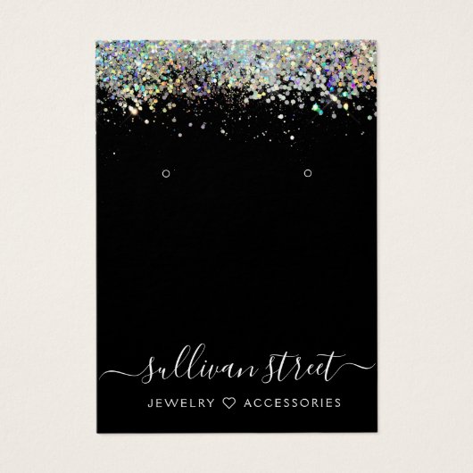 Holografisch glitter oorringen juwelier display Ka Visitekaartje (Voorkant)