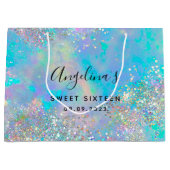 Holografisch Glitter Opal Sweet Sixteen Groot Cadeauzakje (Voorkant)