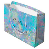 Holografisch Glitter Opal Sweet Sixteen Groot Cadeauzakje (Achterkant Gekanteld)