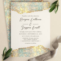 Holografisch Glitter Schrift Glam Trouwkaart