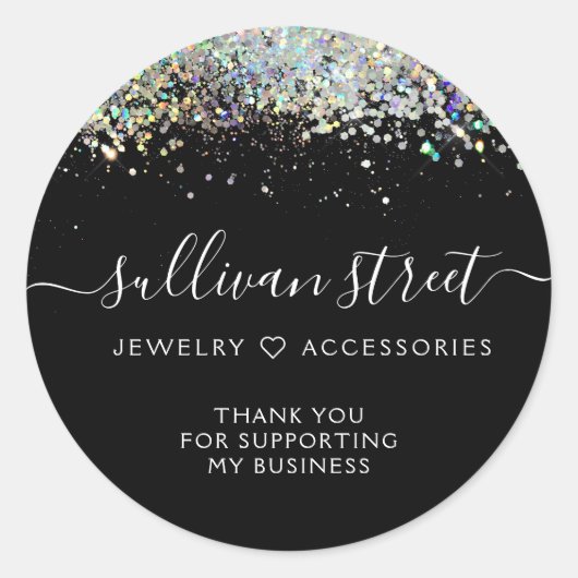 Holografisch Glitter Small Business Hartelijk dank Ronde Sticker (Voorkant)