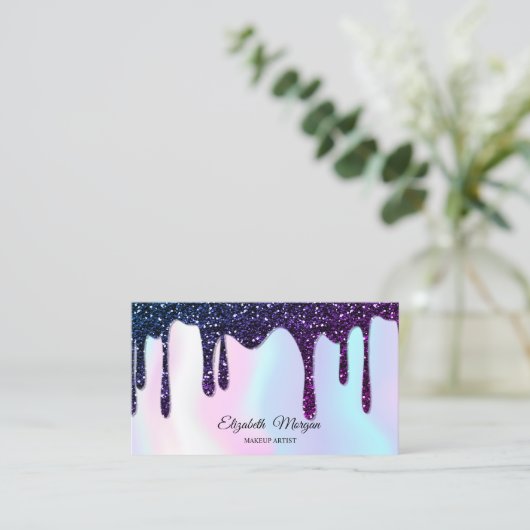Holografisch glitter-stuurprogramma's elegant prof visitekaartje (Staand voorkant)