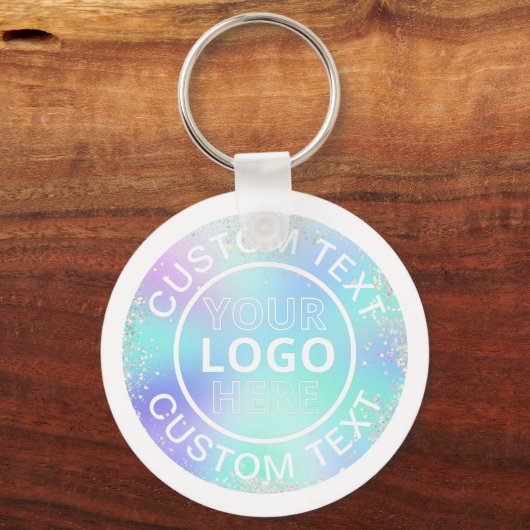 Holografisch Glitter Style Promo Business Logo Key Sleutelhanger (Voorkant)