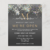 Holografisch glitter We zijn Open Salon Black Eleg Flyer (Achterkant)