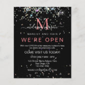 Holografisch glitter We zijn Open Salon Black Eleg Flyer (Achterkant)