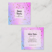 Holografisch goud confetti stippen nageltechnicus vierkante visitekaartje (Voorkant / Achterkant)