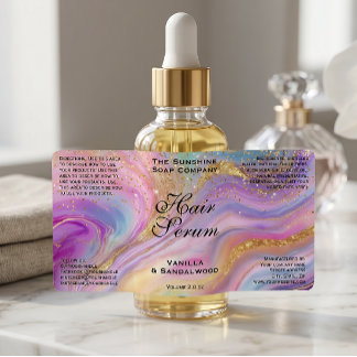 Holografisch & Goud Folie & Glitter Druppelfles Etiket
