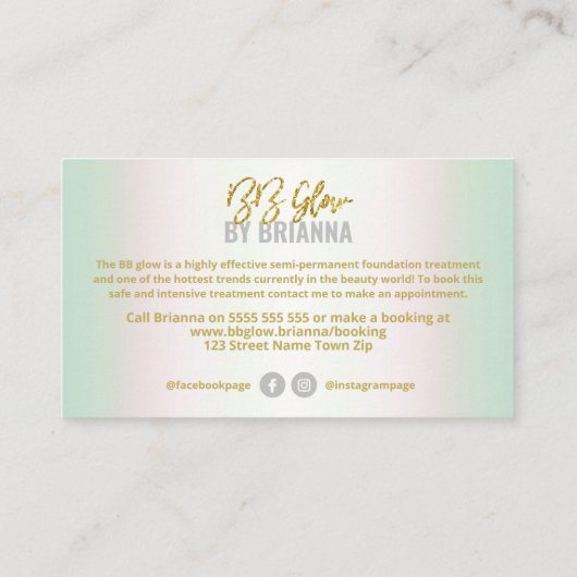 Holografisch goud Glitter-gloedbehandeling Visitekaartje (Achterkant)